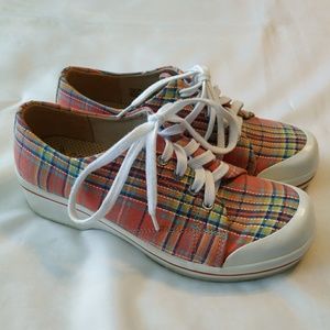 Dansko Vegan Plaid Oxford Clog Shoes 38 7.5 8